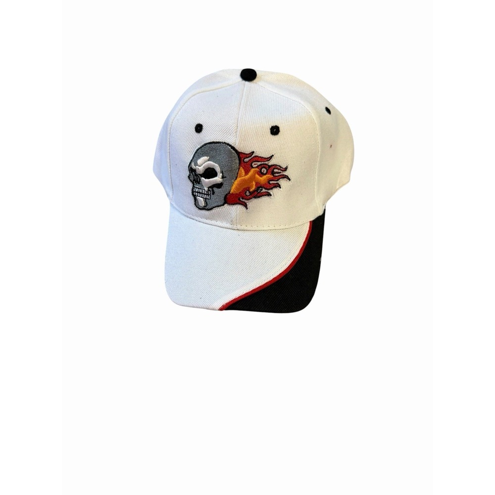 New Men's Baseball Trucker Adjustable Hat SKULL FLAMES white black grey orange